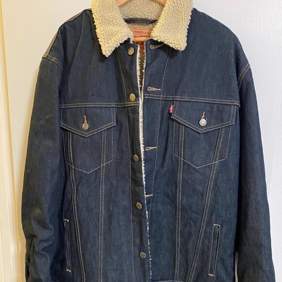 Levis Sherpa jacket dark wash denim Excellent condition Size XXL - Picture 10 of 10